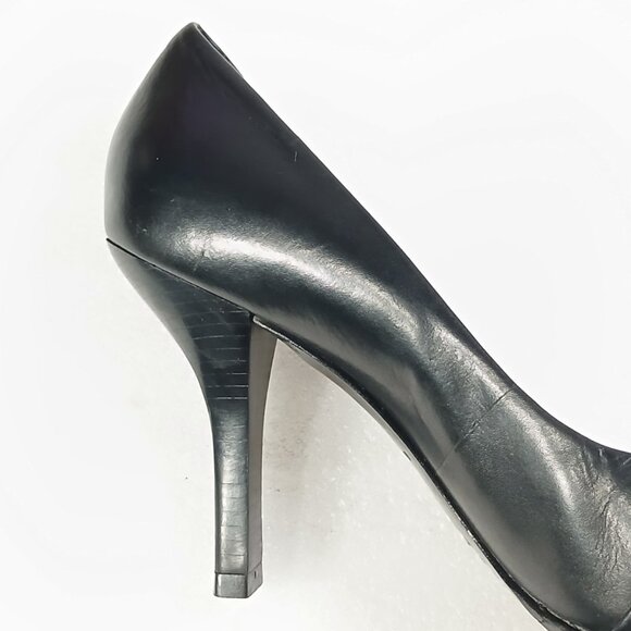 Antonio Melani Vero Cuoio Black Leather Pumps 4" Heel Made in Italy Size 8.5 VG - Picture 6 of 14